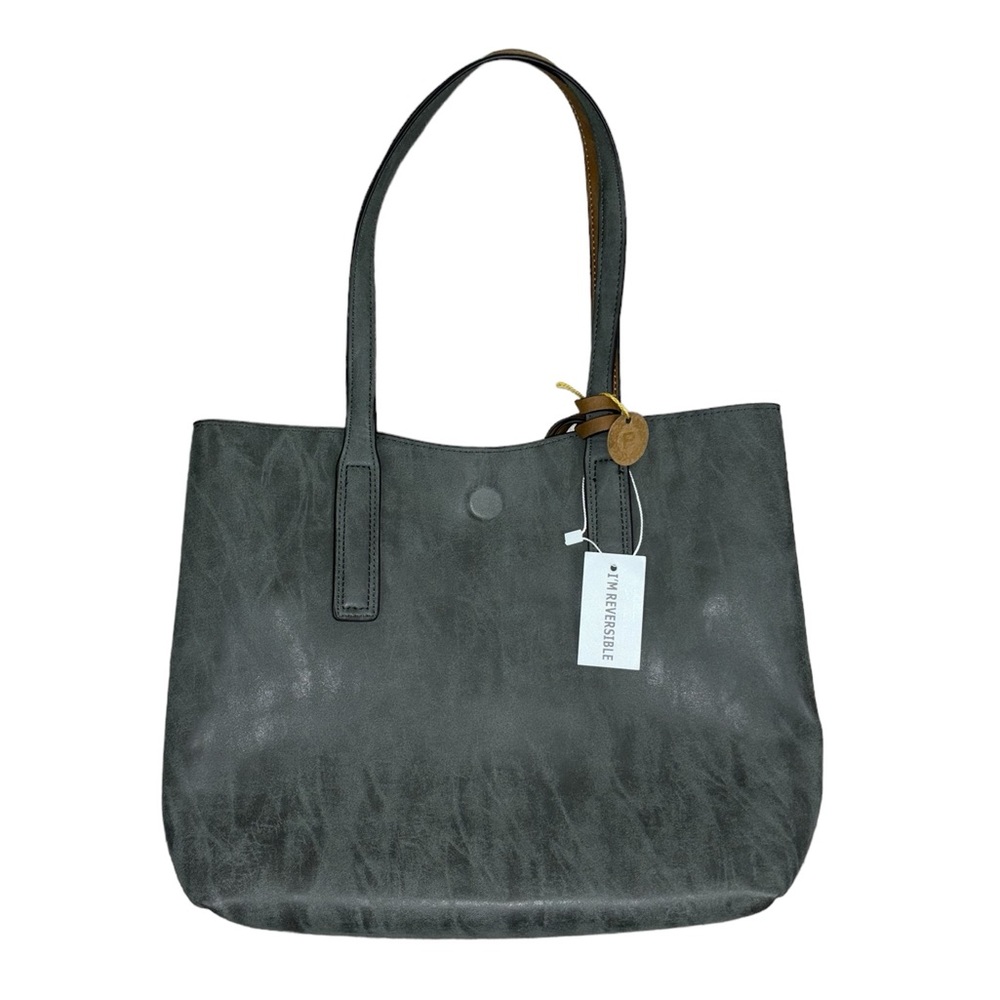 NWT Vegan Leather Shoulder Bag Gray Patina